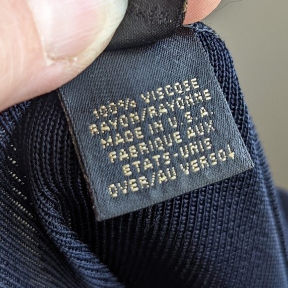 𝅺FINE Knit Navy Blue Short Sleeve Sweater M Striped Top - Picture 11 of 12